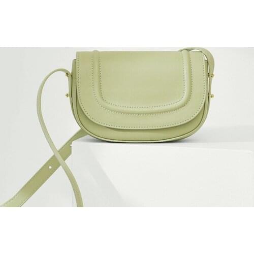 OUSSON New Design Small Square Leather Crossbody Bag Exquisite Female Retro Semicircle Bag One Shoulder Handbag