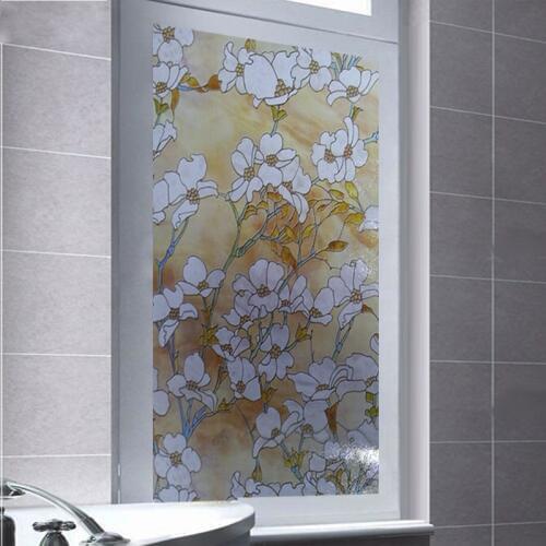 Lily Magnolia Window Sticker Static Cling Privacy Protection Heat Control PVC Non Toxic Removable Reusable Home Decoration