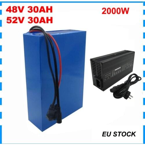 2000W 52V 30AH Lithium Battery 1000W 51.8V 48V 14S Electric bike Bicycle Bateria 58.8V 5A Charger 26650 Cell Free customs duty