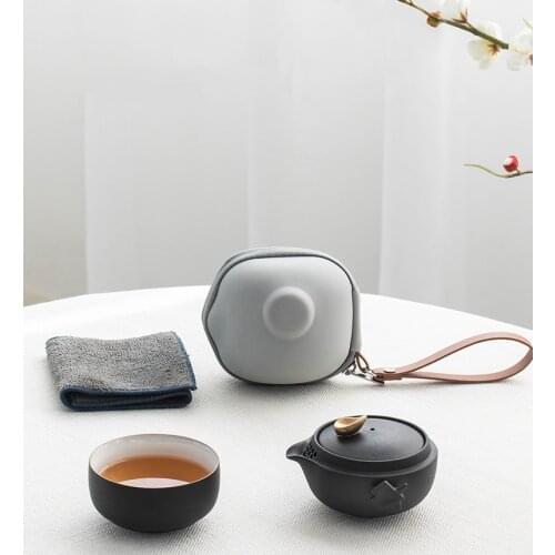 LUWU Ceramic Teapot with 1 Cup Portable Travel Tea Sets