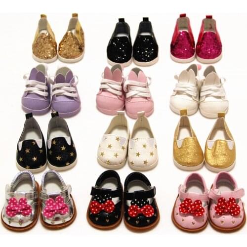 Fashion PU Shoes Doll Shoes For 18" American Doll 43cm Baby Doll Accessories Kids Girl Gift Dress Up Toys