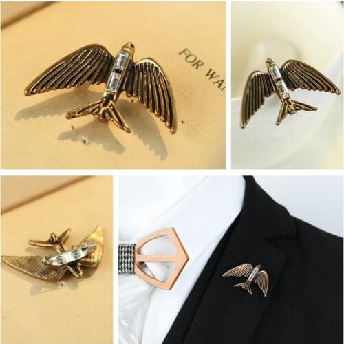 Fashion Swallow Brooch Men Suit Lapel Pin Shirt Collar Pins Vintage Metal Badge Jewelry Girls' Sweater Pin Accessories Wholesale