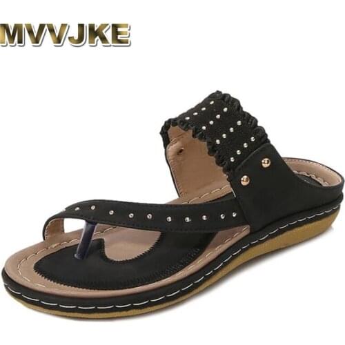 MVVJKESummer New Women Shoes Fashion Casual Outdoor Beach Slippers Comfortable Flat Bottomed Toe Women Sandals Plus Size 36-43