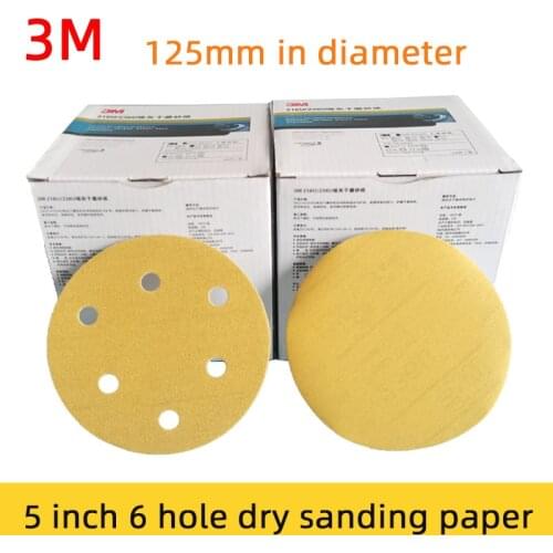 100 Pcs Of 3m 236u 5 Inch 6 Hole Sandpaper 125mm Disc Flocking Round Pneumatic Sanding Machine Polishing Pad