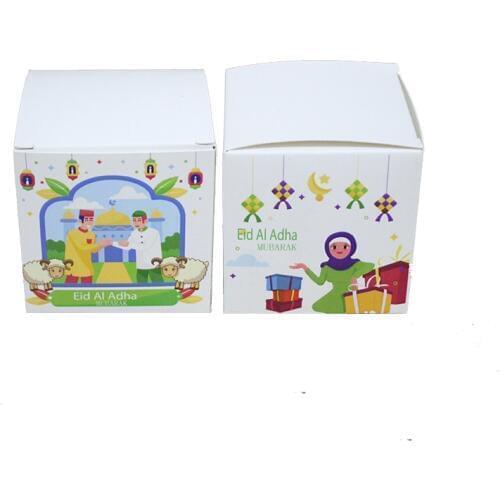 50pcs/set New White Eid Al Adha Mubarak Chocolate Candy Boxes Sheep Theme Party Gift Box Muslim Festival Decoration Supplies