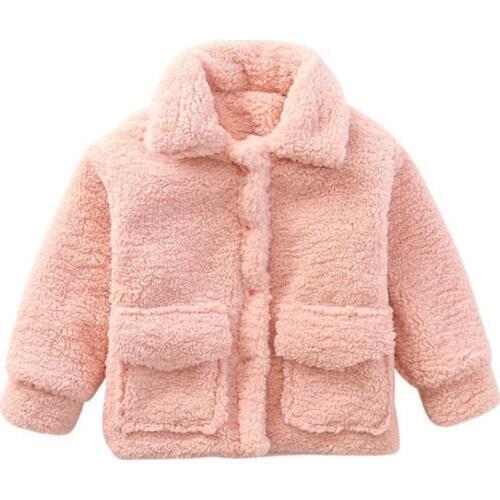Autumn And Winter Coat With Lapel And Solid Wool Coat Medium And Large ChildrenS Fashionable Warm Coat With Cashmere