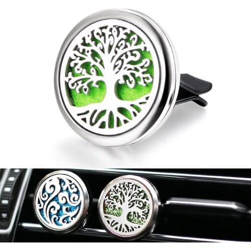 Aromatherapy Tree of Life Car Perfume Diffuser Clip Stainless Steel Magnetic Essential Oil Locket Refillable Air Freshener