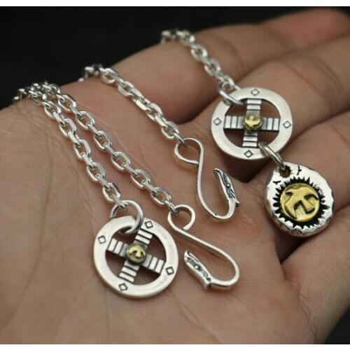 925 Sterling Silver Necklace Japan Takahashi Goro Cross Roulette Chain Hook Too Angle Chain Men And Women Long Sweater Chain