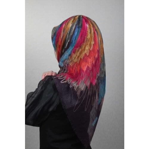 POLOİST SHİNE PATTERNED SILVERY LINEN SCARF-PATTERN-15-RENK-07