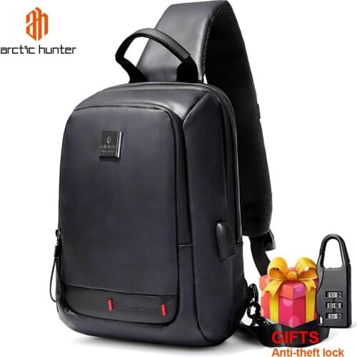 ARCTIC HUNTER Casual Shoulder Bag for Man USB Charging Crossbody Bags Pack Waterproof Chest Pouch Fit 10 Inch Ipad Mens Boslos