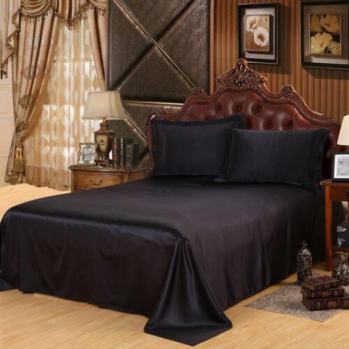 Drop ship Black Grey Pink Luxury Bedding sheet Solid Satin Home Bedclothes Bed Linen Bed Sheet No Pillowcas Bedspreads