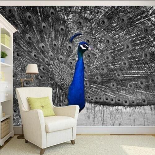 Drop Shipping Photo Wallpaper 3D Stereo Custom Beautiful Peacock Open Screen Modern TV Backdrop Lobby Studio Wallpaper Mural