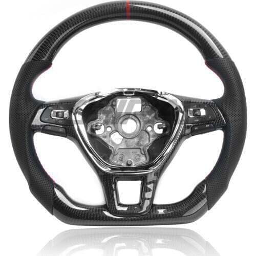 For VW Golf Carbon Fiber Steering Wheel For MK7/MK7.5 GTI/R with Perforated Leather Assembly without Airbag