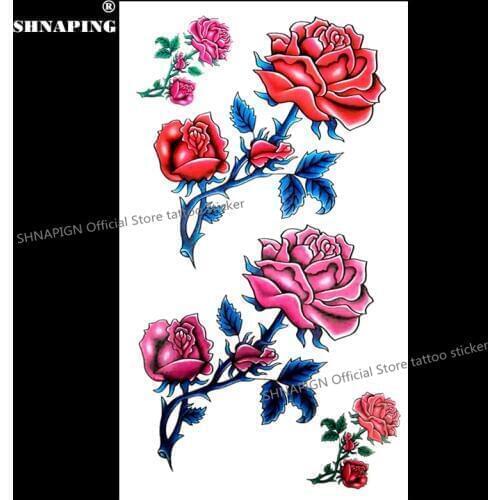 SHNAPIGN Budding flower Temporary Tattoo Body Art Arm Flash Tattoo Stickers 17*10cm Waterproof Fake Henna Painless Tatto Sticker