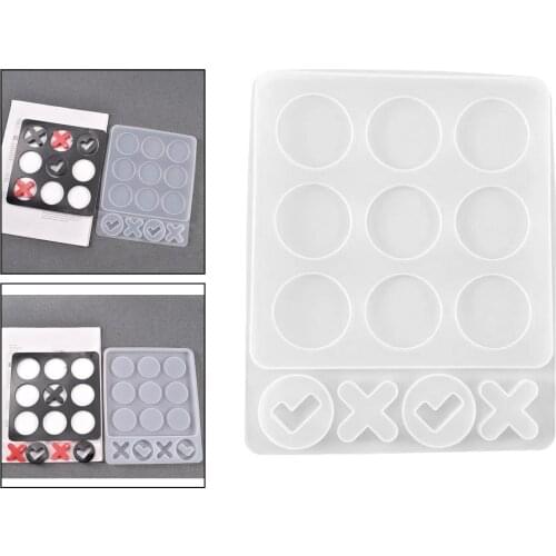 Silicone Mold DIY Resin Crafting Mould Tic-Tac-Toe Desktop Toy Hobby Game