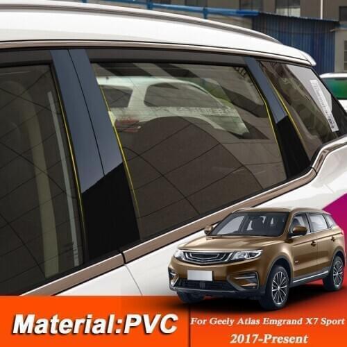 Car Styling PVC For Geely Atlas Emgrand X7 Sport 2017-Present Car Window Trim Sticker Middle Column Sticker External Accessories