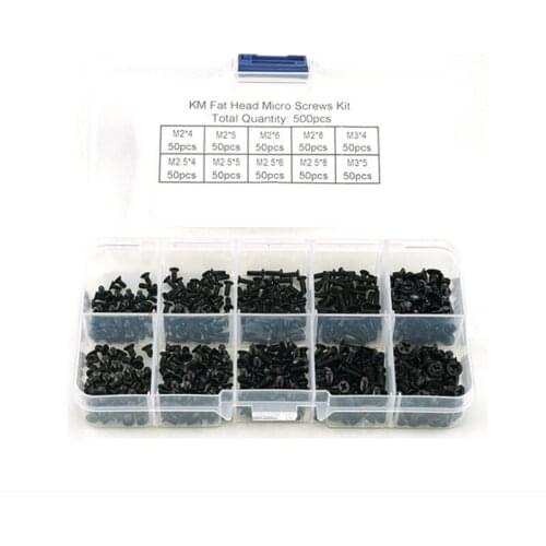 500Pcs M2 M2.5 M3 KM Screw Flat Head Laptop Notebook Screws Set Kit for computer with
