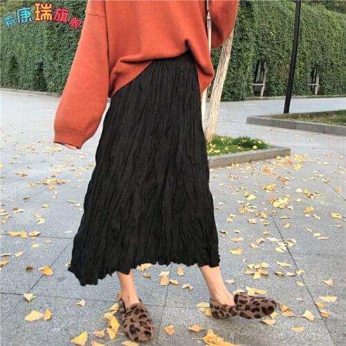 Woman Skirts White Pleated Skirt Mid-length Female Skirt Female Student Korean Style High Waist A-line Skirt Skirt