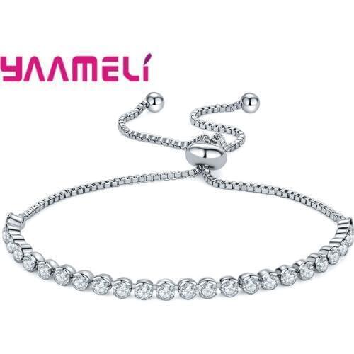 Chic Korean Dazzling Party Accessories Bracelets Original 925 Sterling Silver Full AAA Cubic Zircon Beads Trendy Jewelry