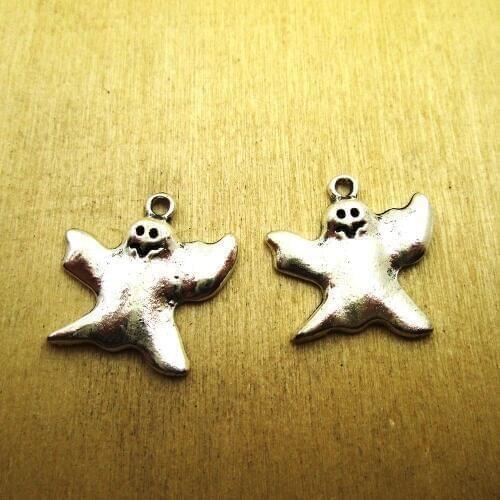 15pcs-24x23mmHalloween Ghost Charms Ghost Charms pendants DIY necklace/ bracelets charms antique silver tone