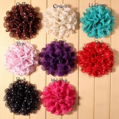 30pcs/lot 10cm Newborn Big Mesh Chiffon Hair Flowers Clips For DIY Headbands Fabric Flower Clip For Girls Hair Accessories