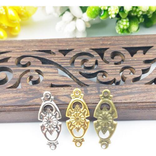 50pcs 8x22mm Filigree flower connectors Wraps Metal Charms For Embellishment Scrapbook DIY Jewelry Metal Craft Wraps