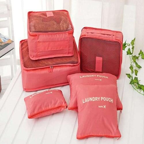 6pc Travel Storage Bag Suitcase Luggage Organizer Set Bag For Clothing Underwear Socks Shoes Storage Bag Packing Cube household