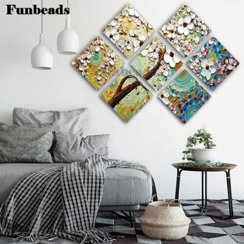 7 Pieces 5d diy diamond painting Abstract flowers Wall decor Picture diamond full square round drill diamond embroidery FF4323