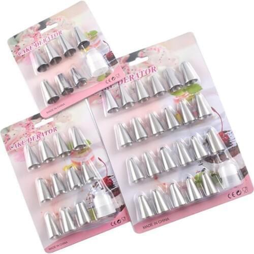 8Pcs / 12Pcs/ 24Pcs/Sets-430 Stainless Steel Decorating Mouth Cake Decorating Tool with Conversion Head Decorator Set