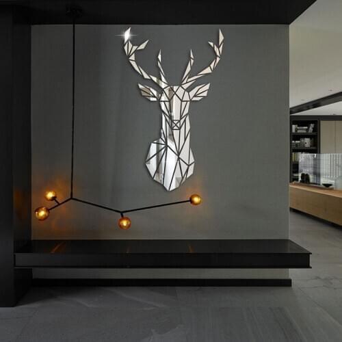 Acrylic Mirror Wall Sticker 3D Self-Adhesive Wallpaper Deer Stereo Nordic Room Decoration Decals Art Accessories Custom Size