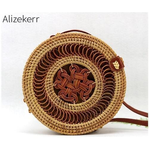 Hollow Out Round Straw Bags Summer Women New Bohemian Handmade Shoulder Beach Bag Wicker Rattan Bag Female Casual Purses Travel
