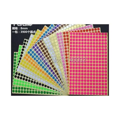 Free shipping wholesales dia.8mm colorful round blank paper stickers,3900pcs a lot/gift packing label/price tag/DIY pink sticker