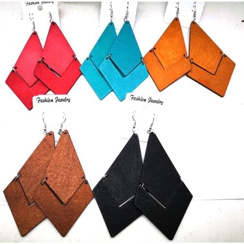 Free shipping!!Triangle Drop Wooden Earrings can mixed colors
