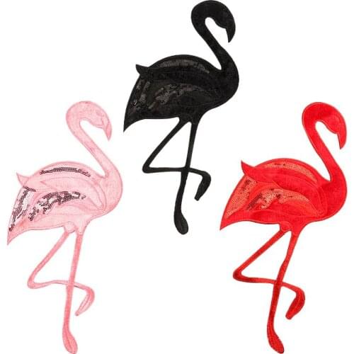 Large Flamingo Sequins Patches for Clothes Sewing on Embroidery Sequins Appliques Jacket Patches DIY Applications for Clothes