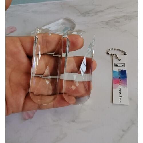 Camal 2pcs 75mm (one hole/one round head) Faceted Rectangle Crystal Spacer Pendant Lamp Prism Chandelier Suncatcher Light Part