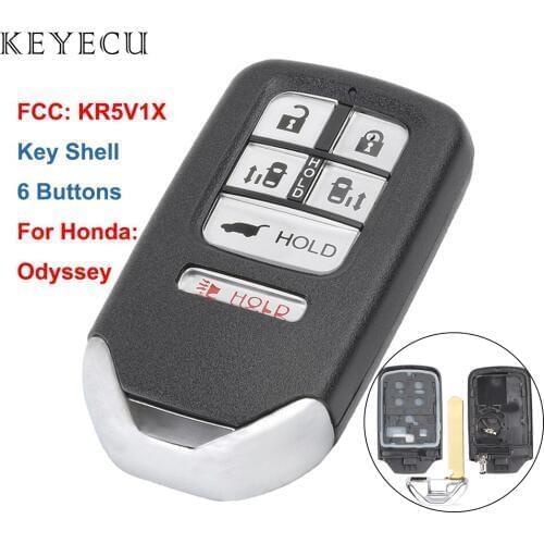 Keyecu Smart Remote Car Key Shell Case Fob 6 Buttons for Honda Odyssey 2014 2015 2016 2017, FCC: KR5V1X