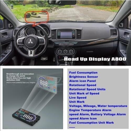 For Mitsubishi Lancer EX Evolution -Car HUD Head Up Display- Reflect your car information onto windshield to monitor your speed