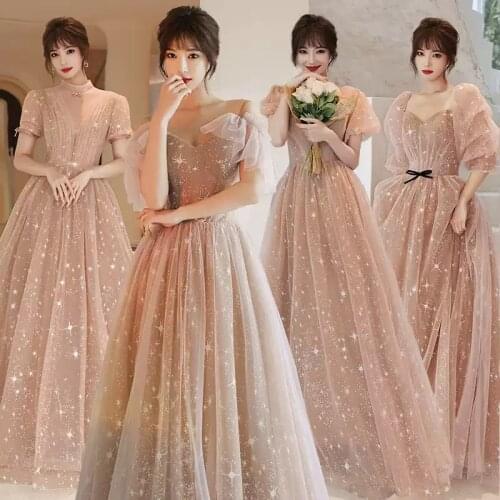 Bridesmaids Dresses Illusion V-Neck Sleeveless A-Line Tulle Spaghetti Straps Floor-Length Vintage Women Wedding Party Gown E468