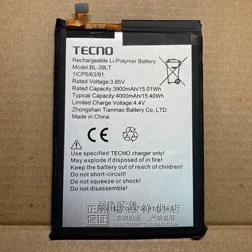 For TECno Camon 12 CC7 Spark 4 KC2 phone battery BL-39LT panel