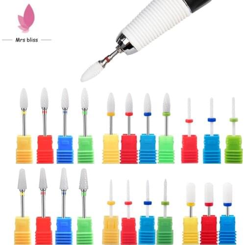 Ceramic Nail Drill Bit Rotate Burr Milling Nail Cutter Bits for Manicure Electric Drill Machine For Manicure Pedicure Tools