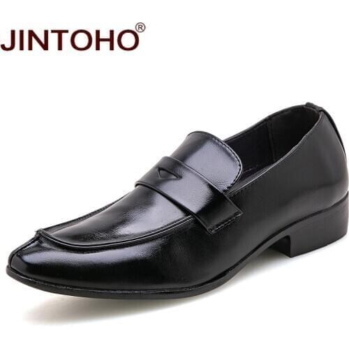 JINTOHO Slip On Men Leather Shoes Fashion Men Leather Loafers Adult Comfortable Male Shoes Slip On Moccasins leather shoes men
