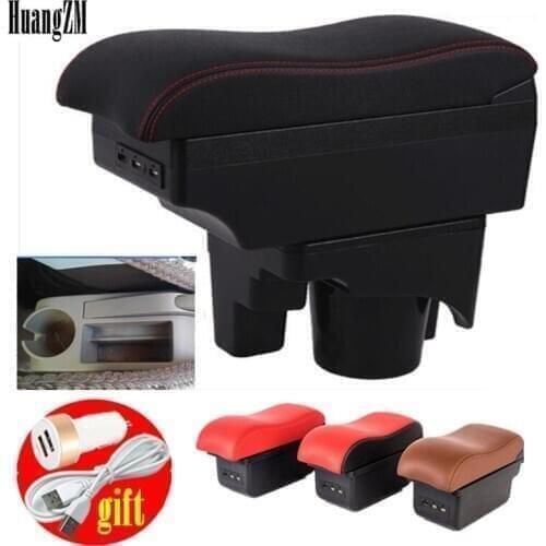 Armrest box For VW Golf 6 08-13 Mk6 Jetta 5 2006-2011 Vento Wagon Dual Layer Rotatable Centre Console Storage Box USB Charging