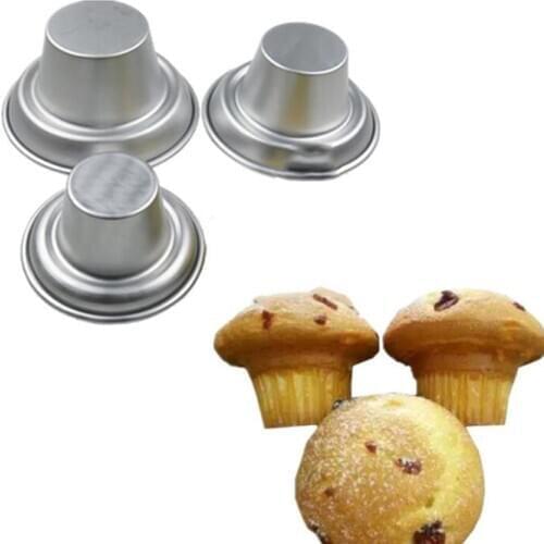Round Silver Nonstick Mushroom Shape Pudding Mold Small Muffin Cup Cake Coconut Tarts Tin For Baking