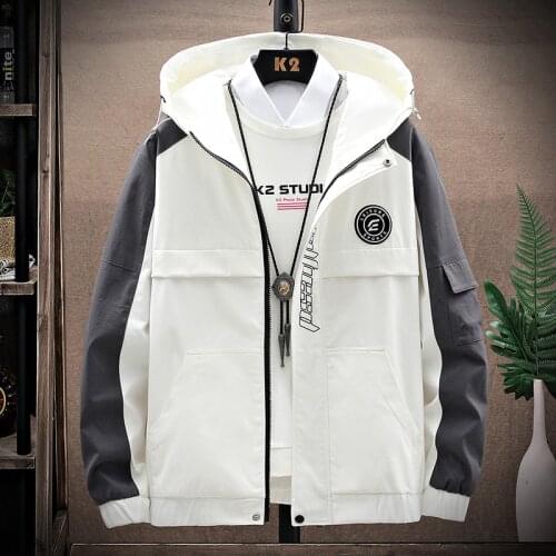 Hip Hop Jackets Men Windbreaker Patchwork 2021 Spring Loose Casual Jacket Thin Jacket Loose Size 4XL Zipper Coat Men