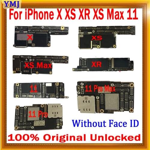 Original Unlocked For iPhone X XS XR XS Max 11 11 Pro 11 Pro Max motherboard without Face ID With Full Chips mainboard 100% Test