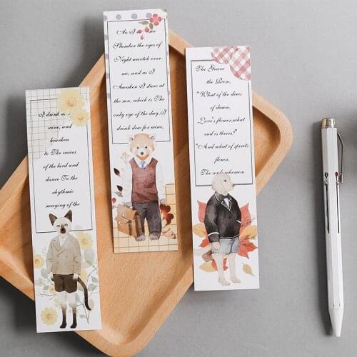 Multi-use 30 pcs Elegant animals design Craft Paper Cards as bookmark tag gift Scrapbooking DIY message card
