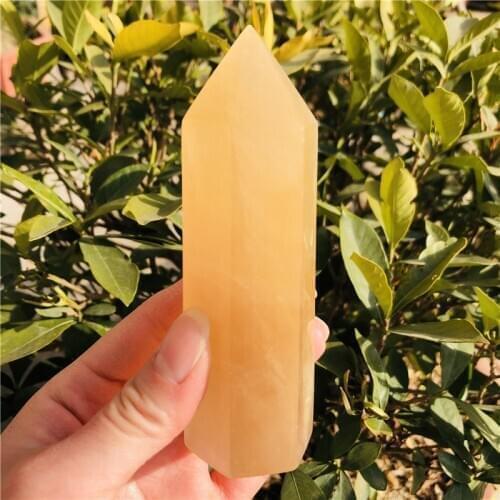 Natural Yellow Calcite Stone Crystal Obelisk Quartz Wand calcite stone Point Mineral Specimen reiki Healing