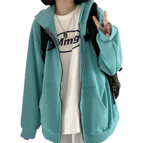 2021 New Schoolgirl Hoodies Spring Autumn Female College Student Sweatshirt Womens Cardigan Coat Ladies Hooded Baseball Uniform
