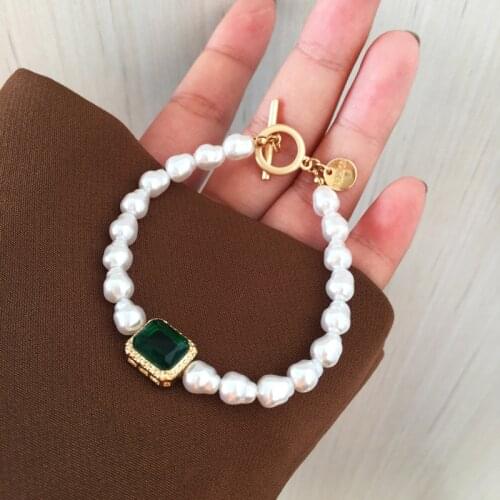 New tide pearl color micro-zircon bracelet baroque women fashion elegant real pearl bracelet bracelet