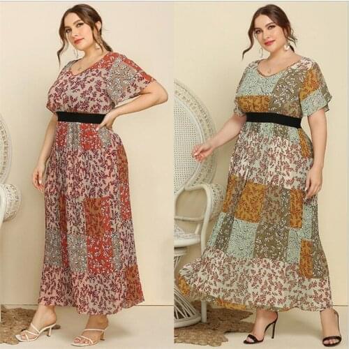 New Kaftan Women Boho Maxi Dress Print Party Gown Dubai Turkish Abaya Caftan Muslim Robe Islamic Clothing Vestidos Plus Size